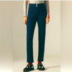 Anthropologie Maeve Jeans 31 x 26 Blue Junie High Rise Patch Pockets Dark Wash